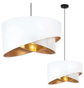 Závesné svietidlo Asti Duo, 1x PVC/biele textilné tienidlo, (fi 45cm), g, b