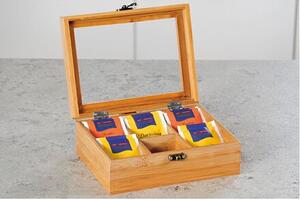 Organizér na čaje, 6 priehradiek, 21,5 x 15 x 8,5 cm, bambus KESPER 58902