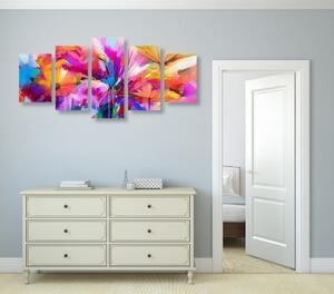 5-dielny obraz abstraktné farebné kvety - 100x50