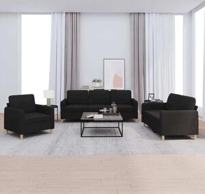 Maison Exclusive – 3-dielna sedacia súprava s vankúmi, ierna látka