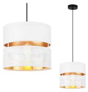 Závesné svietidlo Asti, 1x PVC/biele textilné tienidlo, (fi 20cm), g, b