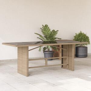 Maison Exclusive - Záhradný stôl so sklenenou doskou Béová 190x80x74 cm Poly ratan