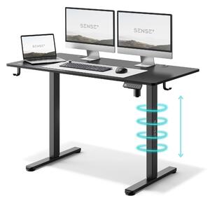 SENSE7 Nojo Elektricky výškovo nastaviteľný stôl 120x60 Herný stôl Počítačový stôl Stojací stôl PC stôl Ergonomický s pamäťovou funkciou Čierny