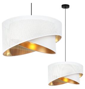 Závesné svietidlo Asti Duo1, 1x PVC/biele textilné tienidlo, (fi 45cm), g, b