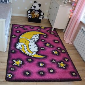 Dywany Lusczow Kusový koberec KIDS mačka ružový C414