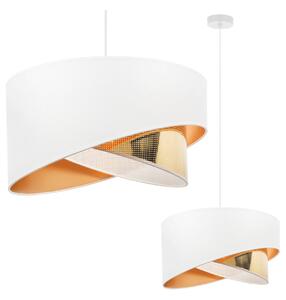 Závesné svietidlo Asti Duo2, 1x PVC/biele textilné tienidlo, (fi 45cm), g, w