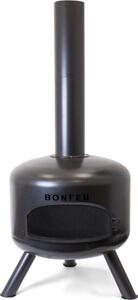 BonFeu BonGiro Black - Terasové kachle - Ohnisko s ochranou proti iskrám na relaxačné večery - Vonkajší stĺp na oheň - Terasové ohnisko s grilovacím roštom - Záhradné kachle z vysokokvalitnej ocele Corten - D 55 x Š 55 x V 125 cm