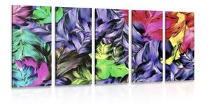 5-dielny obraz retro ťahy kvetov - 100x50