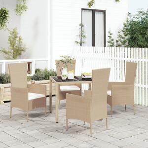 Maison Exclusive – 5-dielna záhradná jedálenská súprava s vankúmi, béová, polyratan