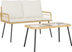 Maison Exclusive - Záhradný jedálenský set s vankúom 2 pcs Prírodná polyratan
