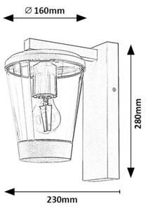 Rabalux 7266 - Vonkajšia nástenná lampa SAVANO 1xE27/40W/230V IP44