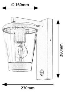 Rabalux 7267 - Vonkajšia nástenná lampa so senzorom SAVANO 1xE27/40W/230V IP44