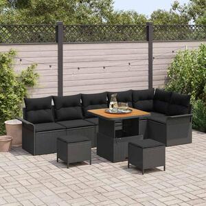 Maison Exclusive - Záhradný nábytok s vankúmi 9 ks ierny Poly-rattan