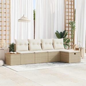 Maison Exclusive - Záhradný nábytok s vankúmi 5 ks Béový Poly-rattan