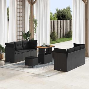 Maison Exclusive - Záhradný nábytok s vankúmi 9 ks ierny Poly-rattan