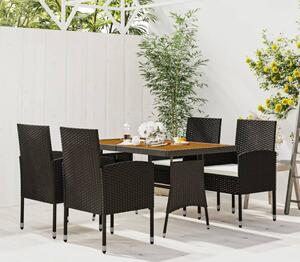 Maison Exclusive – 5-dielna záhradná jedálenská súprava z polyratanu, ierna