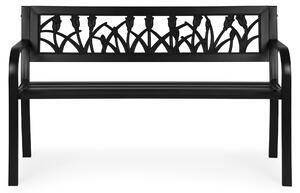 MultiGarden WYI-XG279 Záhradná lavica s dekoratívnym operadlom 120 x 50 cm, ierna