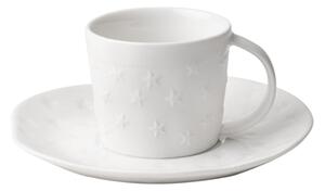 Porcelánový hrnček s tanierikom dekor hviezdičiek