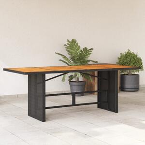 Maison Exclusive - Záhradný stôl s drevenou doskou Čierna 190x80x75 cm Poly ratan