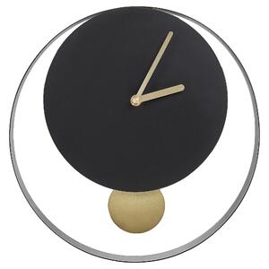 Nástenné hodiny čierne a zlaté kovové ø 30 cm moderný minimalistický dizajn bez číslic doplnky do obývacej izby