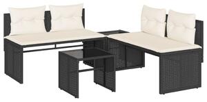 Maison Exclusive – 4-dielna záhradná súprava s vankúšmi, čierna, polyratan