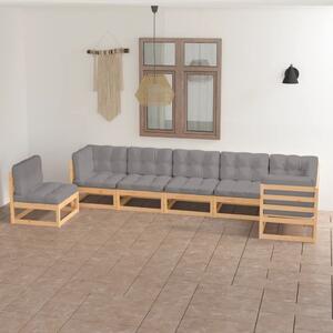Maison Exclusive – 7-dielna záhradná súprava s vankúmi z masívneho borovicového dreva
