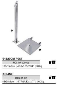 Stojan na osvetlenie tabule Securit LED, výška 120 cm, nerezová oceľ
