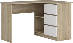 Nabbi Rohový PC stolík Afors - dub sonoma / biela
