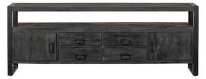 TV nábytok z mangového dreva Seattle Black 220 cm Mahom