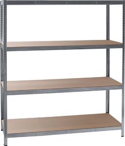 Wiltec regály pre vysoké zaťaženie 160x60x180cm, 175kg/policu, čierne oceľové regály bez skrutiek, nákladný regál so 4 policami, dielenské regály
