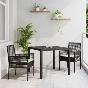 Maison Exclusive - Záhradný jedálenský set 3 pcs ierna polyratan