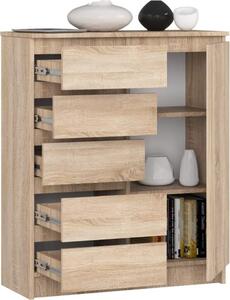 BDW - Komoda 5 zásuviek, obývacia izba, predsieň 80x97x35, dub Sonoma