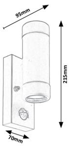 Rabalux 8835 - Vonkajšie nástenné svietidlo so senzorom MEDINA 2xGU10/10W/230V IP44 čierna