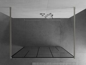 Mexen Kioto, sprchová zástena Walk-In 100 x 200 cm, 8mm sklo čierny vzor, brúsená oceľ profil, 800-100-002-97-78