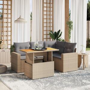 Maison Exclusive - 5-dielna záhradná súprava pohoviek s vankúšmi béžová polyratan