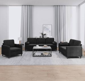 Maison Exclusive – 3-dielna sedacia súprava s vankúšmi, čierny zamat