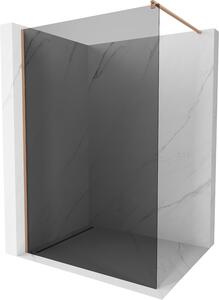 Mexen Kioto, sprchová zástena Walk-In 110 x 200 cm, 8mm šedé sklo, medený matný profil, 800-110-101-65-40