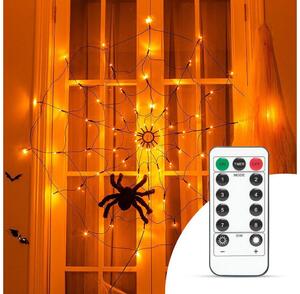 LED Dekoračná reťaz HALLOWEEN LED/5V/8 funkcií pavučina + diaľkové ovládanie