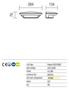 Redo 9407 - LED Vonkajšie nástenné svietidlo PLATE 4xLED/3W/230V 4100K IP54 antrac