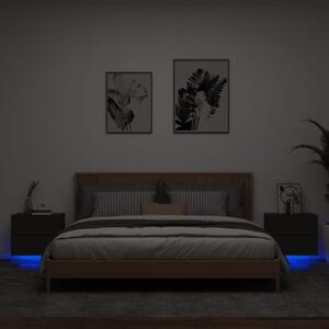Nástenné nočné skrinky s LED osvetlením 2 ks čierne