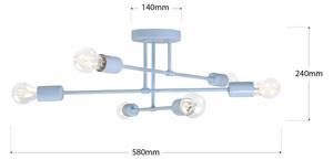 Prisadený luster CAMBRIDGE 6xE27/15W/230V modrý