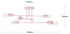 Prisadený luster CAMBRIDGE 6xE27/15W/230V ružový