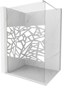 Mexen Kioto, sprchová zástena Walk-In 70 x 200 cm, 8mm číre sklo biely vzor, brúsená oceľ profil, 800-070-101-97-85