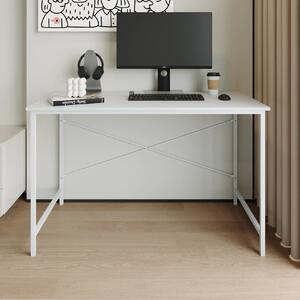 Písací stôl Borga 120 × 60 cm - drevená doska, biela konštrukcia
