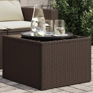 Maison Exclusive - Záhradný stôl so sklenenou doskou hnedý 55x55x37 cm Poly ratan