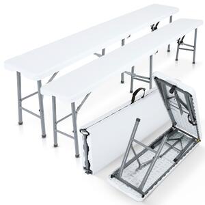 AREBOS 2x pivná lavica skladacia lavica 183x28x43 cm skladacia, kemping a záhrada, biela