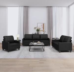 Maison Exclusive – 3-dielna sedacia súprava s vankúmi, ierna umelá koa