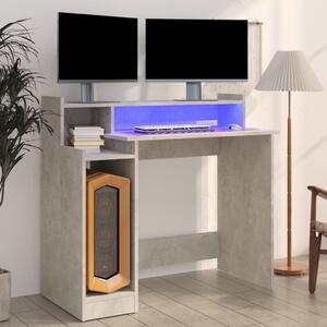 Maison Exclusive – písací stôl s LED osvetlením, betónovo sivý, 97 x 45 x 90 cm, drevený materiál