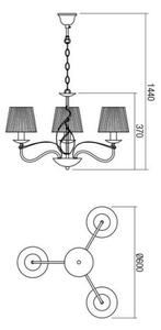Redo 02-951 - Luster na reťazi VIRTUU 3xE14/28W/230V