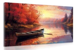 Obraz čln v pokojnom východe slnka - 120x80